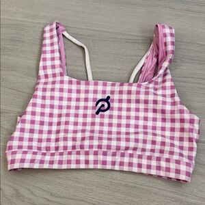 Peloton Pink Gingham Sports Bra - size M